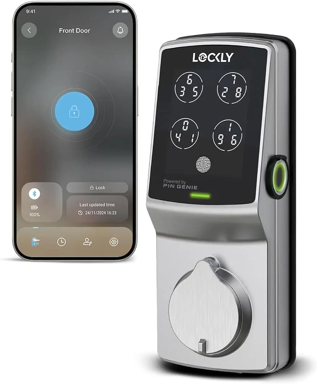 Secure Plus, Serratura per Porta Senza Chiave, Serrature Intelligenti per Porta d'Ingresso, Serratura Intelligente con Deadbolt, PIN Genie ® Tastiera, impronta digitale biometrica 3D