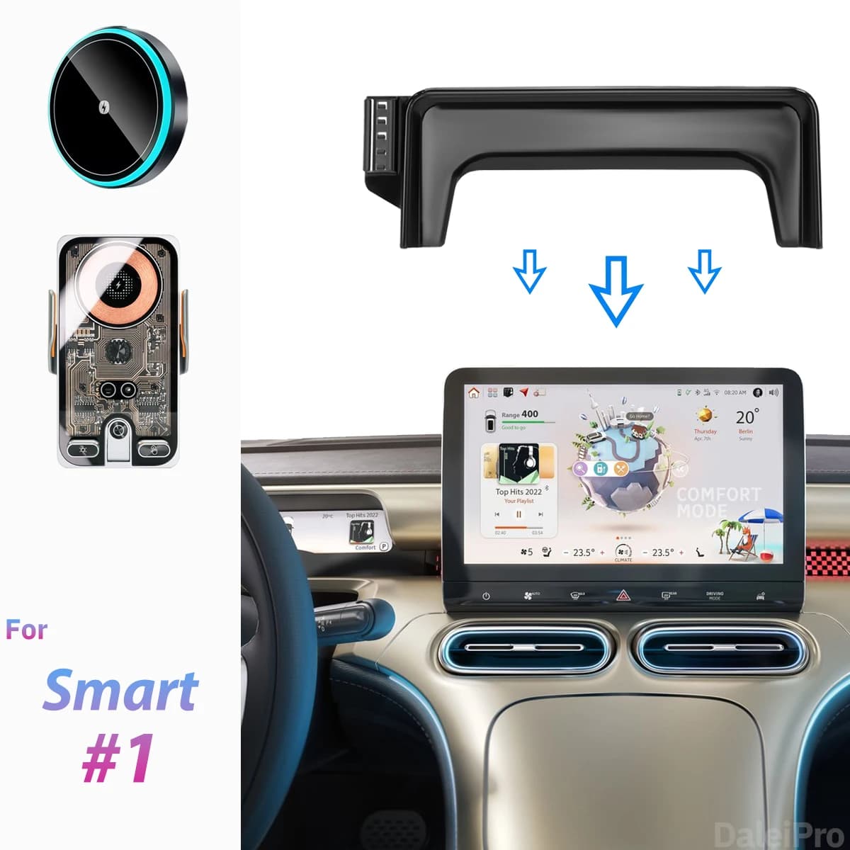 For Smart #1 Brabus Smart 1 Car Phone Holder Screen Fixed Clip Wireless Charger Custom-fit Phone Screen Base Accessories
