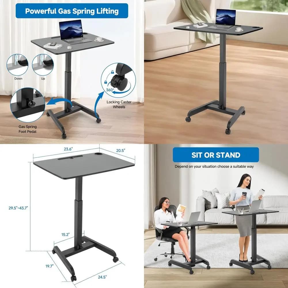 Scrivania per laptop ad altezza regolabile, postazione di lavoro mobile con piano da 23,6 x 20,5, tavolo portatile per PC per casa, ufficio, aula