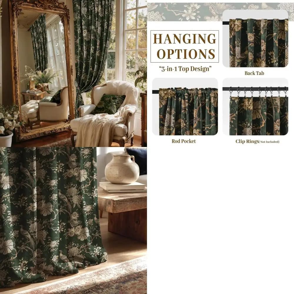 Velvet Luxury Curtains with Floor Pattern for Darkness and Privacy, 52 x 96, Set of 2 Panels