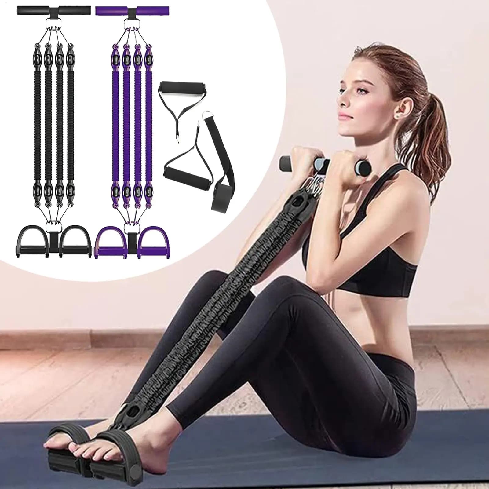 4 Tubes Pedal Strength Band for Fitness Sit-up Voltage Racing Elastic Extractor Pedal Extractor for Strength Training