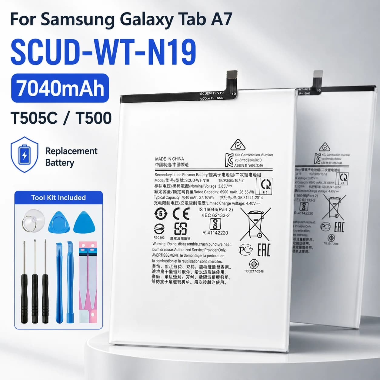 Brand New SCUD-WT-N19 7040mAh Replacement Battery For Samsung Galaxy Tab A7 T505C T500 Tablet batteria+Tools