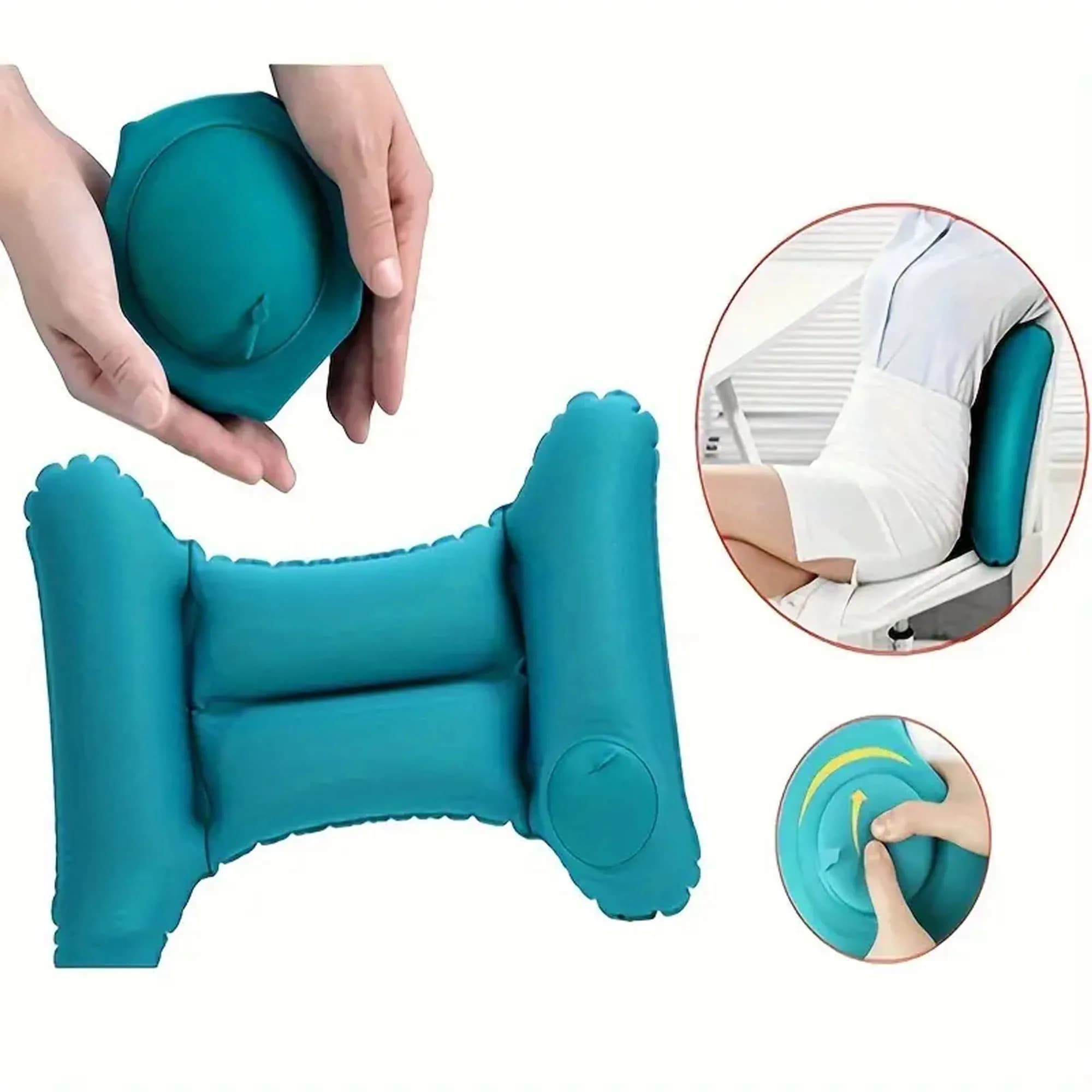 Cuscino lombare gonfiabile a forma di H, supporto per la schiena floccato in PVC portatile per ufficio di viaggio