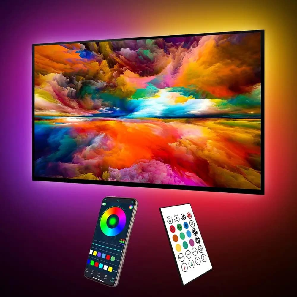 Kit di Retroilluminazione LED per TV 75-85 Pollici, Alimentato via USB con Telecomando e Controllo App, Sincronizzazione Musicale, Illuminazione d'Ambiente per Arredamento Sala TV
