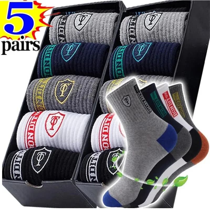 5 pairs of sporty cotton socks breathable by man in bamboo fiber spring, summer and autumn socks by man deodorant for sweat sock work
