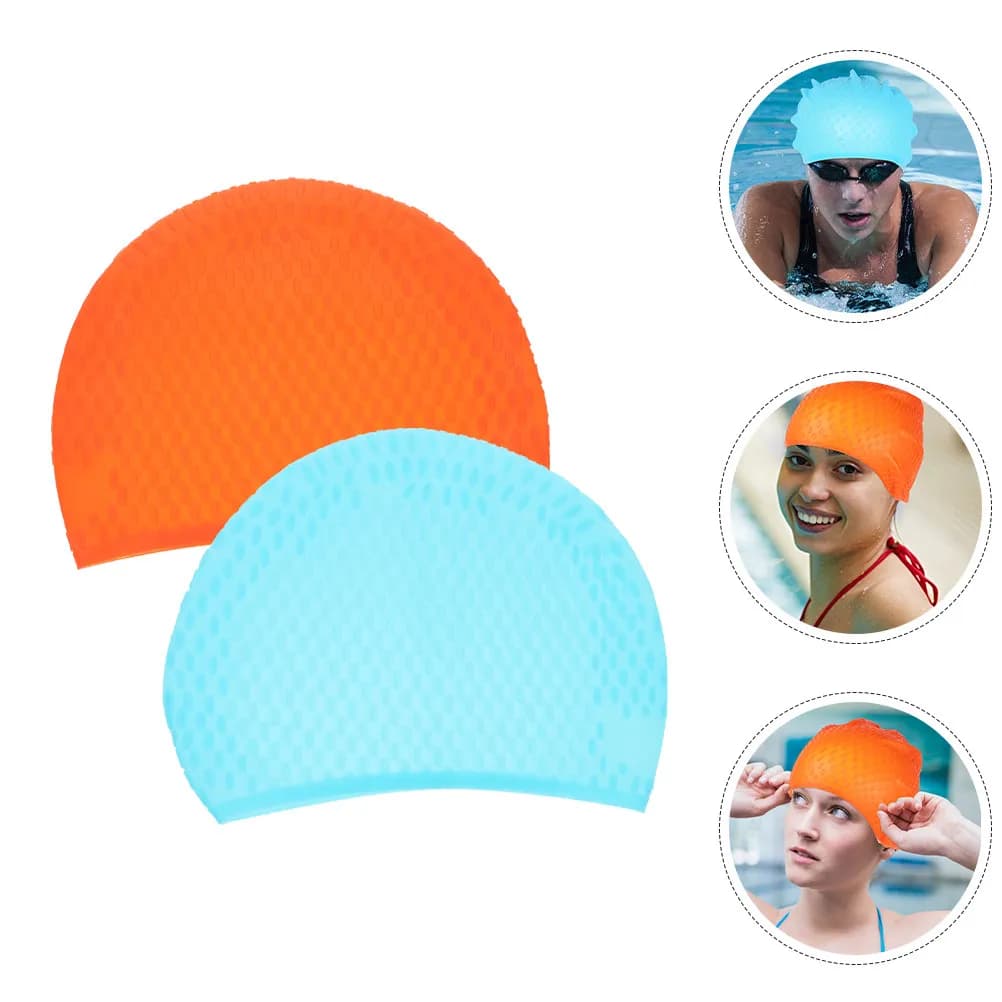 2 Pieces Swimwear Silicone for Women and Men, for Long Hair, Low Resistance, Comfortable