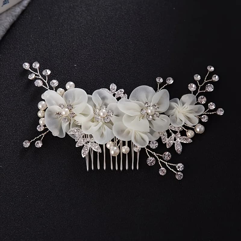 Fermaglio per capelli fatto a mano con strass, pettine floreale per sposa, accessori per capelli da matrimonio, gioielli per capelli