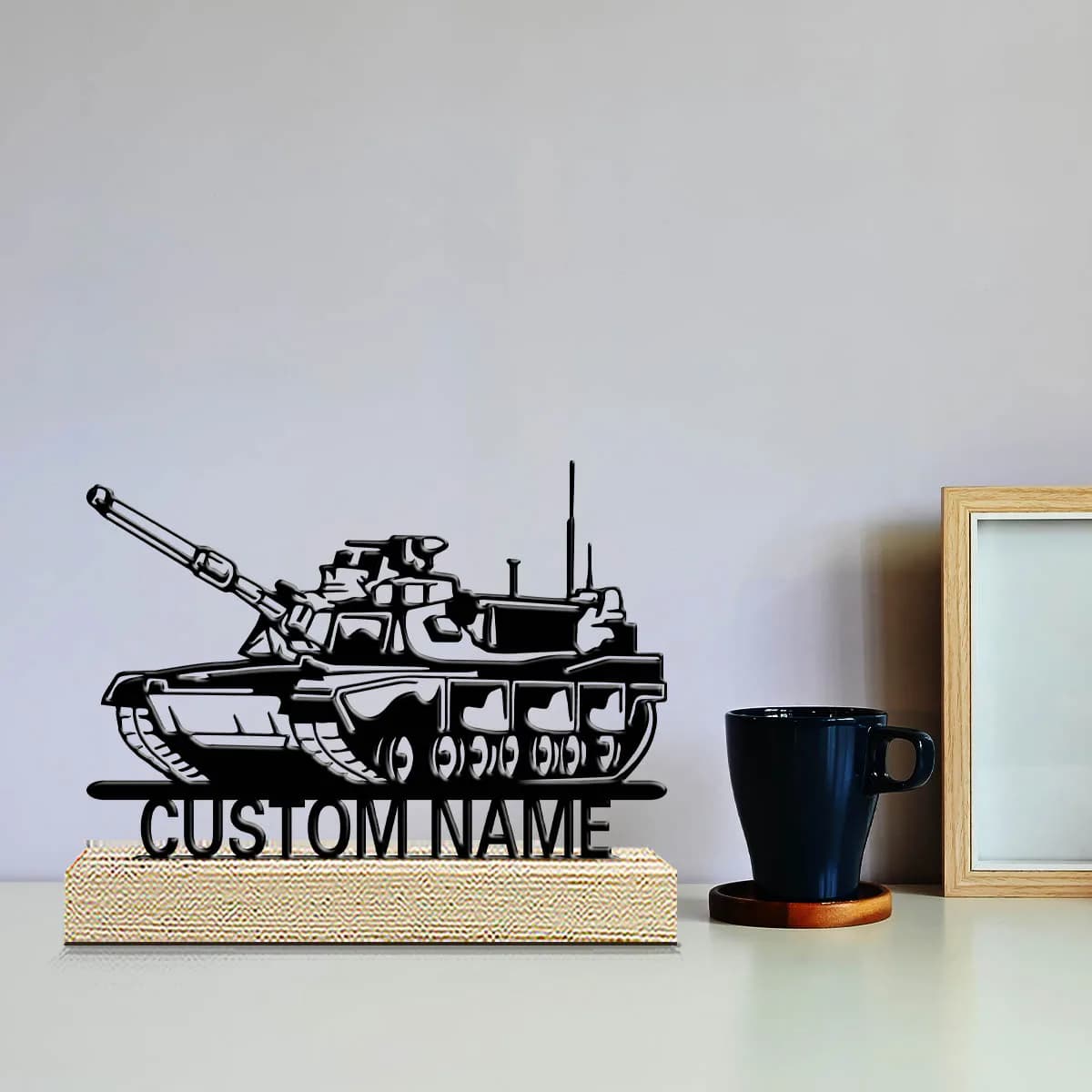 1pc Metal Desktop Ornaments and Decorations Custom Content Equipped with Wooden Base Desktop Decorations,Office Decorations