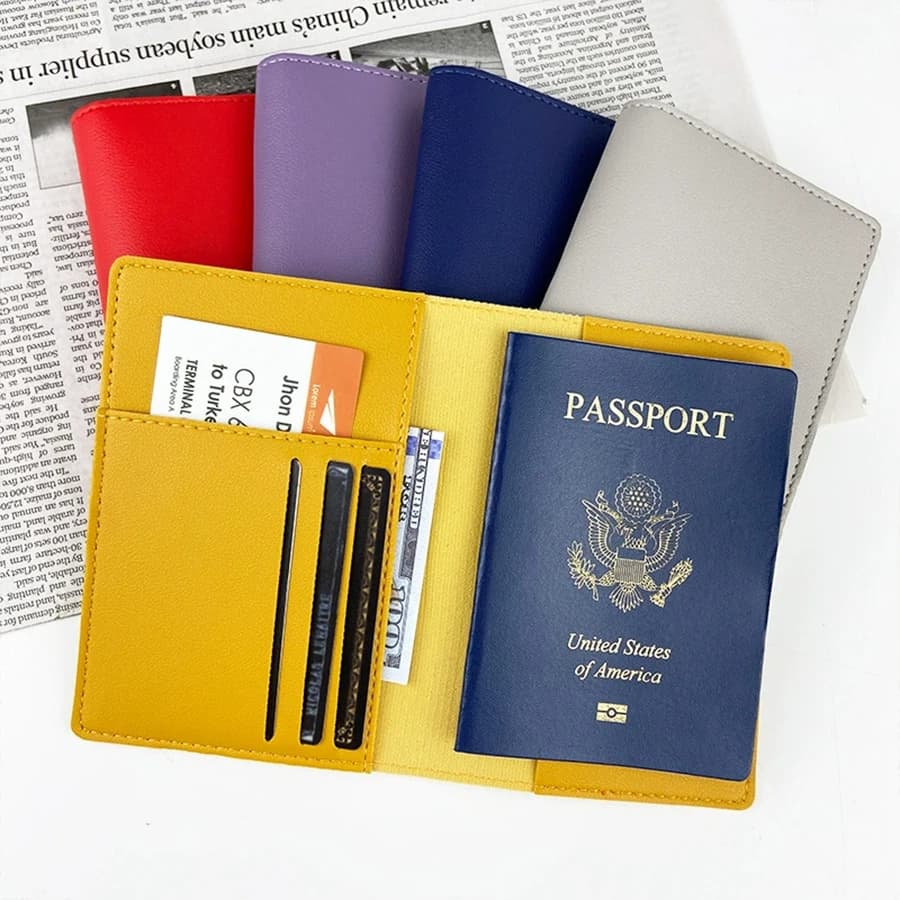 Custodia Protettiva Personalizzata in Pelle PU per Passaporto, Porta Passaporto Multifunzionale, Borsa da Viaggio per Passaporto, Regalo