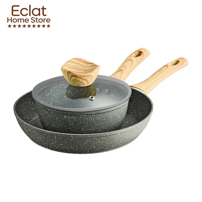 Cross-border marble Maifanshi non-stick pan business gift household western frying pan wok soup pot set pots