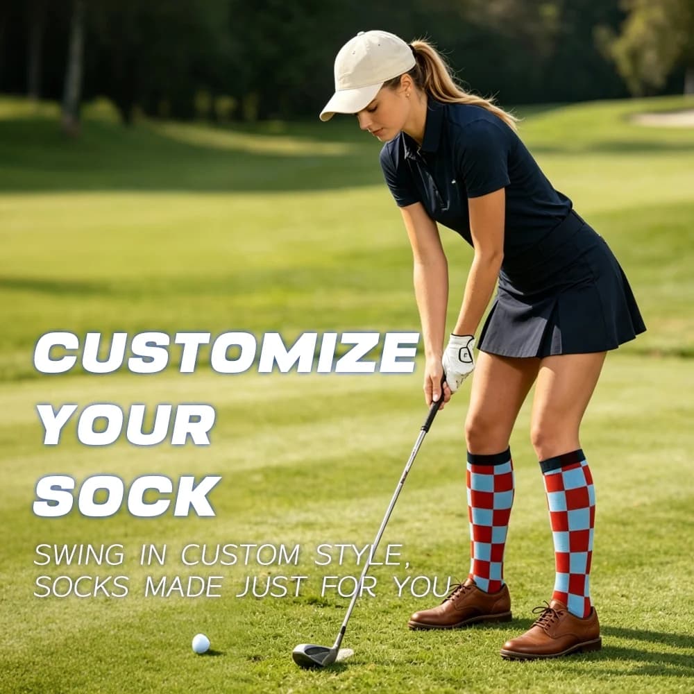 Custom Color Block Knee High Socks Personalized Text Logo Pattern Printed Stretch Long Socks For Daily Street Sports Outfit