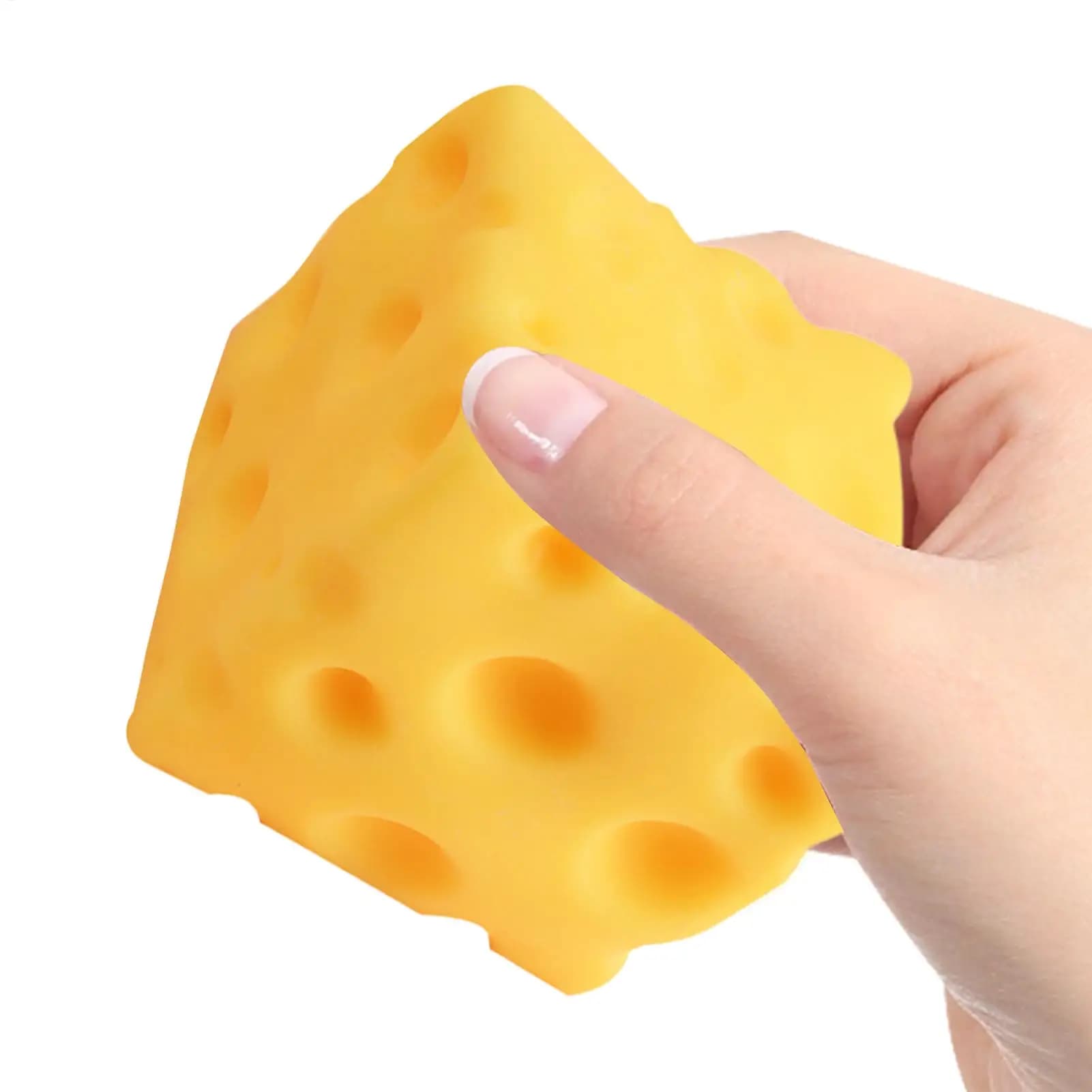 Giocattolo antistress a forma di formaggio da 6 cm/7 cm, giocattolo sensoriale a forma di formaggio, antistress rimbalzante, palla modellabile da schiacciare per bambini e adulti