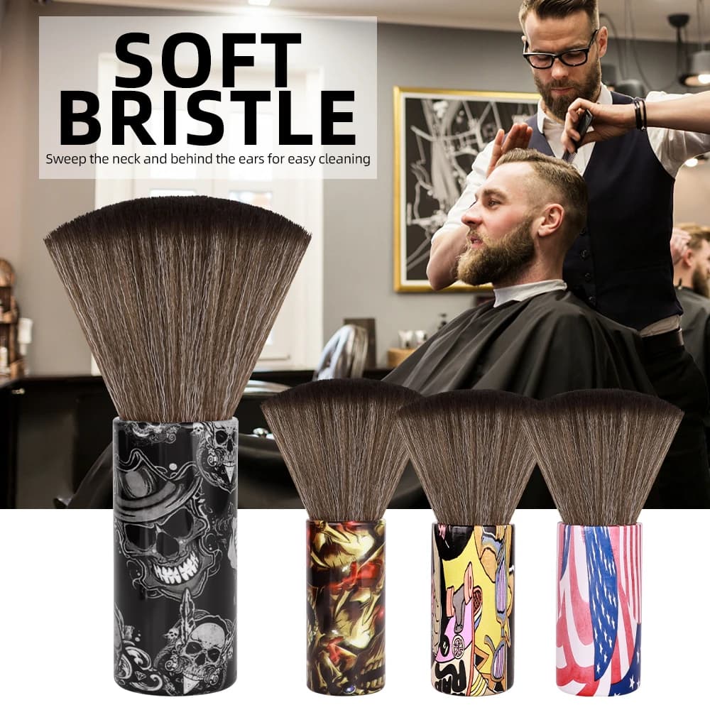 New hair brush, flexible brush with soft bristles for barber, for quick cleaning of hair residues after cutting and shaving.