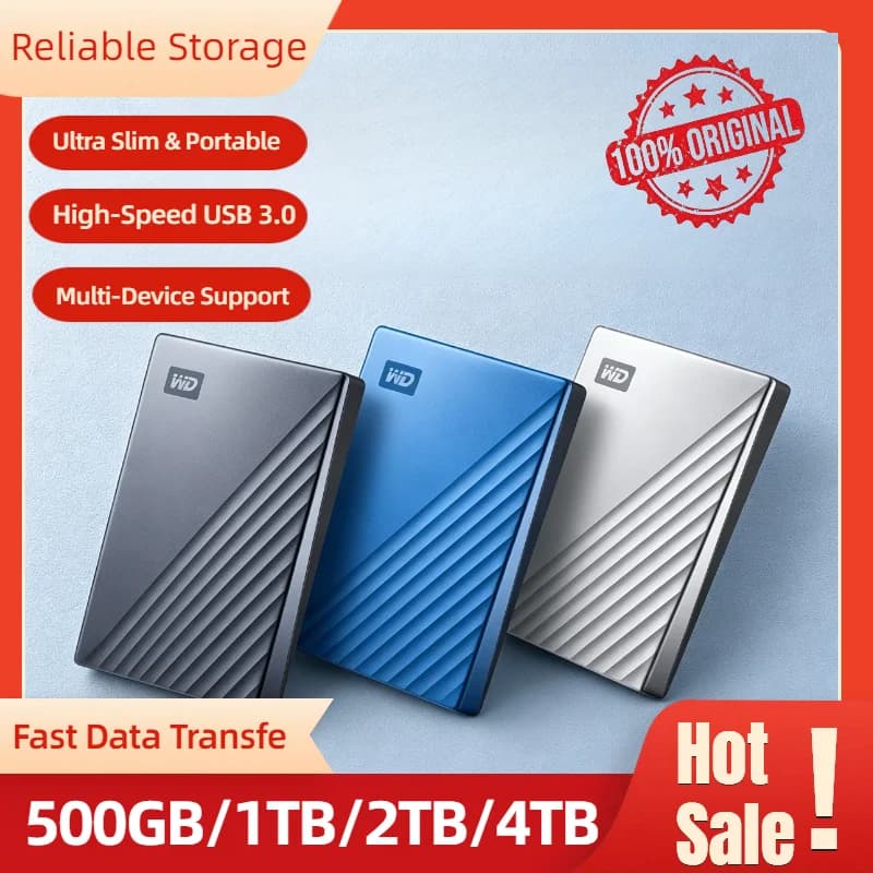 For WD Ultra Metal Portable Hard Drive OEM External HDD Western Digital 1TB 2TB 4TB 500GB USB 3.0 Travel Package