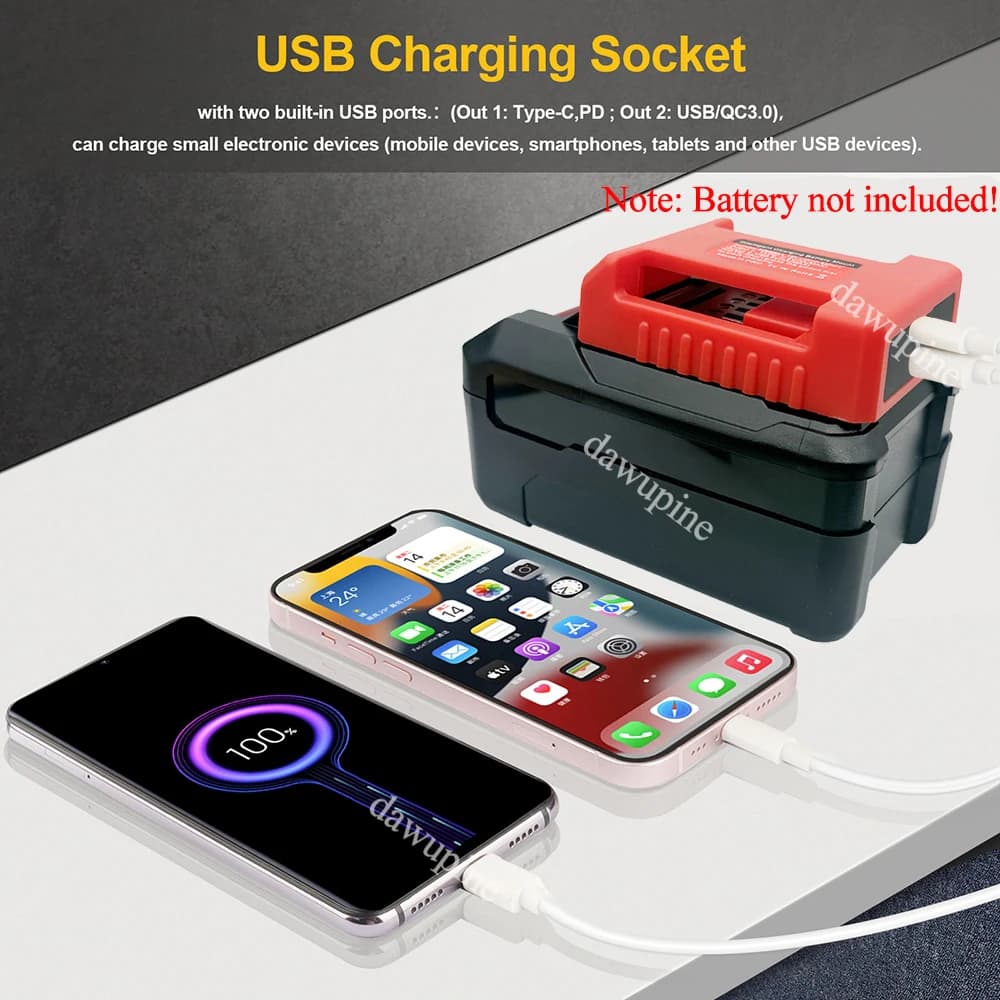Lithium Battery Parts for Einhell for Ozito 18V Lithium Ion Battery Adapter Belt Buckle Brace Display USB Charger Type C Power Bank
