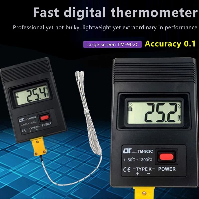 【W】TM-902C (-50°C a 1300°C) Termometro Digitale Tipo K TM902C con Sensore + Sonda Termocoppia