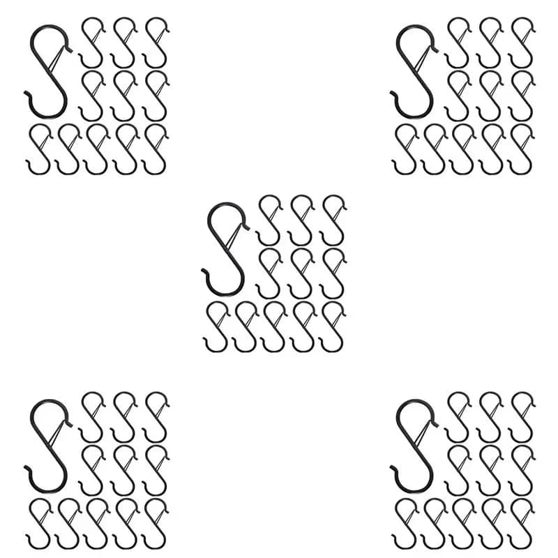 HLZS-60PCS S Hooks For Hanging - S Shaped Hooks For Kitchen Utensil And Closet Rod - Black S Hooks For Hanging Plants,Pots