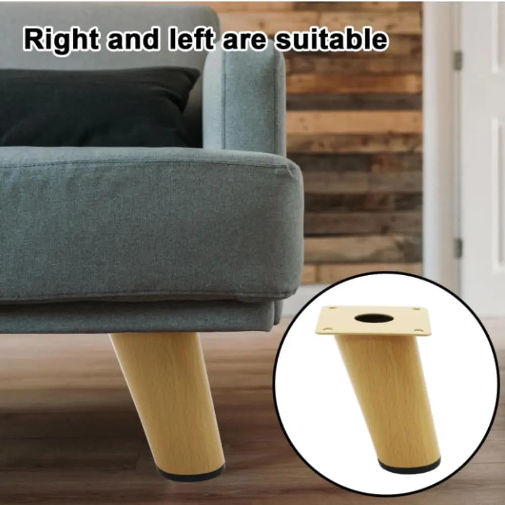 4 Pezzi Gambe per Mobili in Legno Massiccio, Altezza Regolabile, Stile Obliquo e Dritto, Piedini Moderni Corti di Ricambio