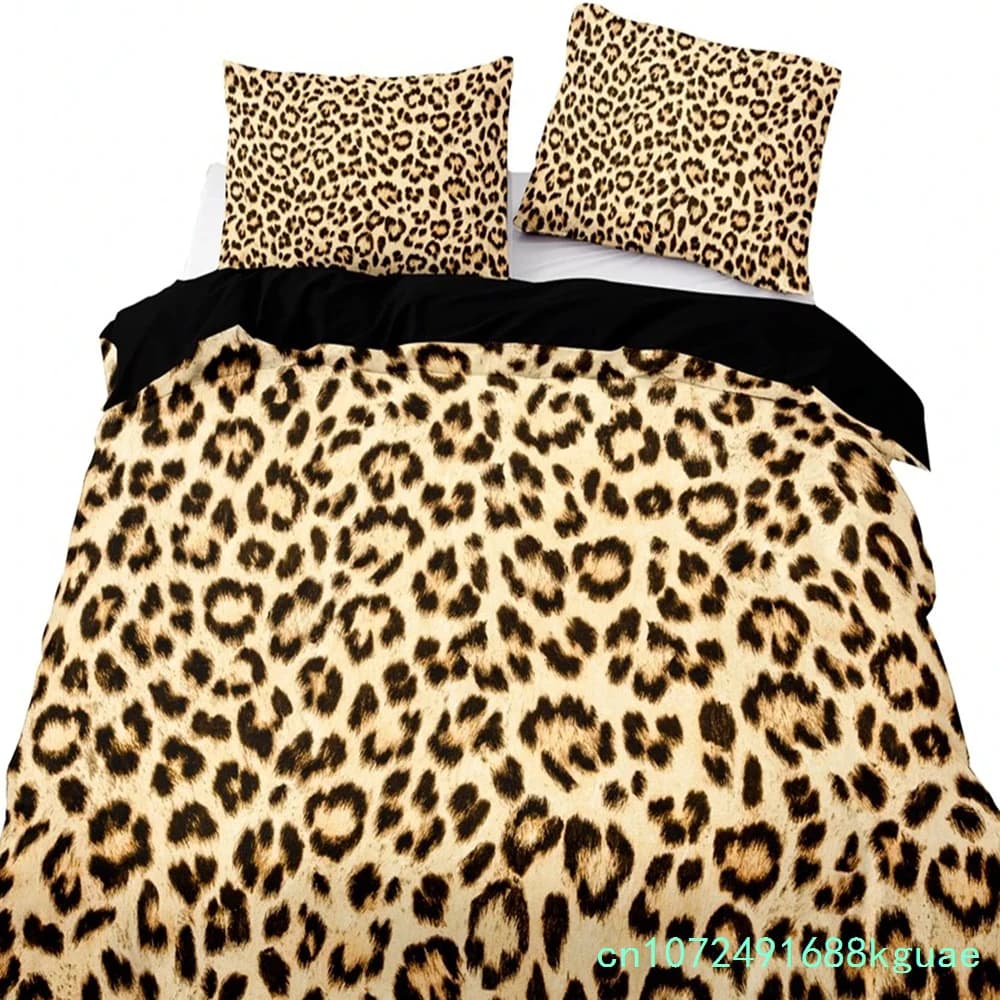 American Style Bedding Set Queen Pink Leopard Pattern Duvet Cover With Pillowcase Single Double King Soft Comforter Bed Cover