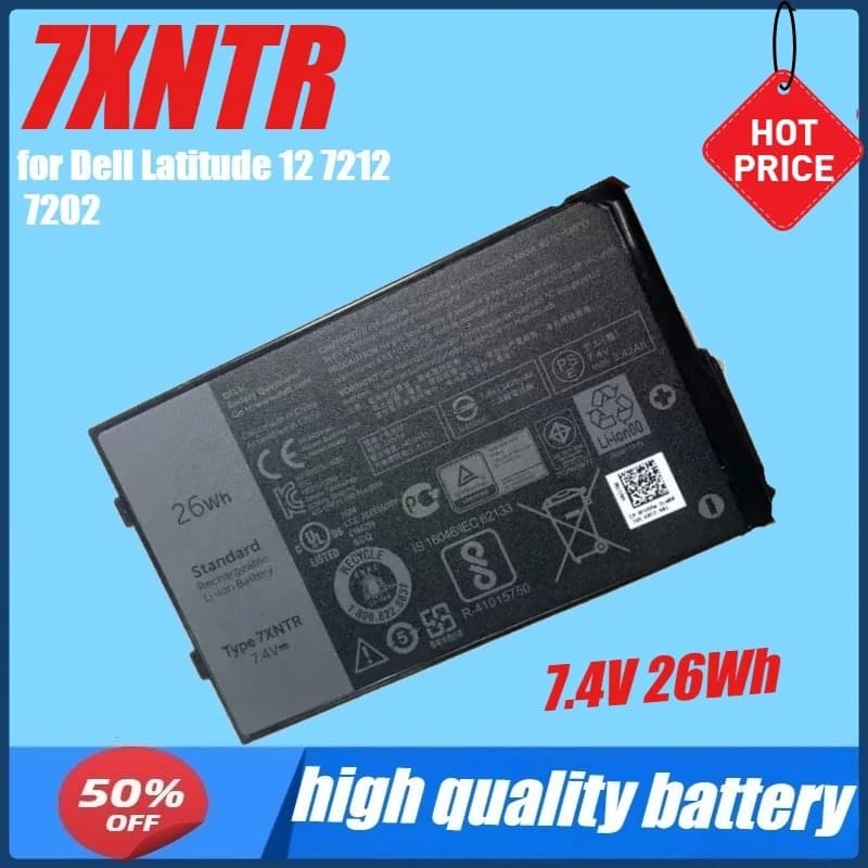 Batteria 3.7V 26Wh 7XNTR per Dell Latitude 12 7212 7202 Robusta serie Tablet Extreme Notebook FH8RW 0FH8RW J7HTX 07XNTR