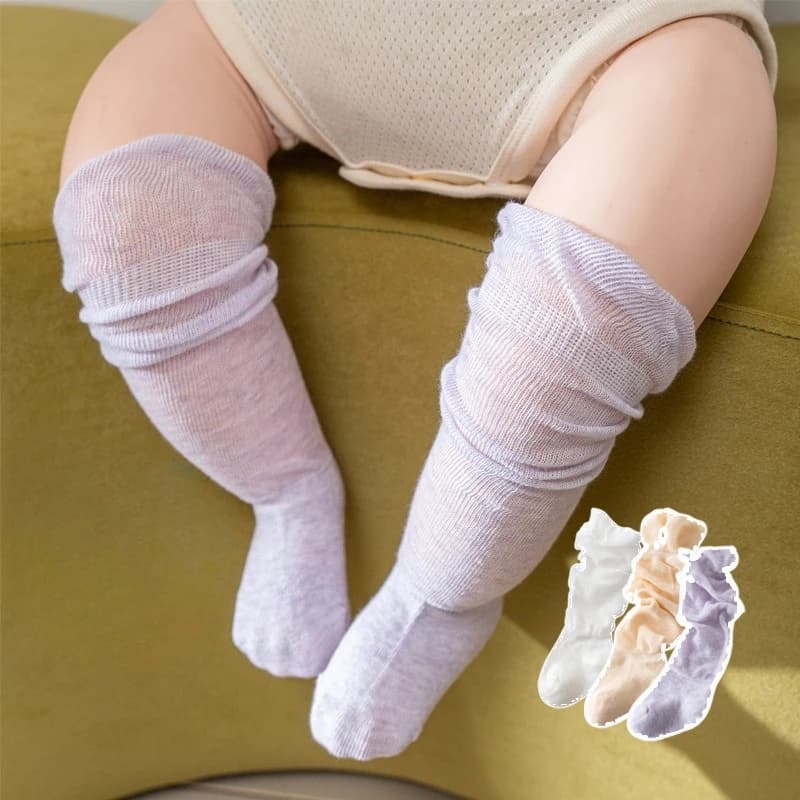 Baby summer ultra-thin breathable long tube socks, baby calf socks, fashionable pile calf socks, sweet princess mosquito proof socks