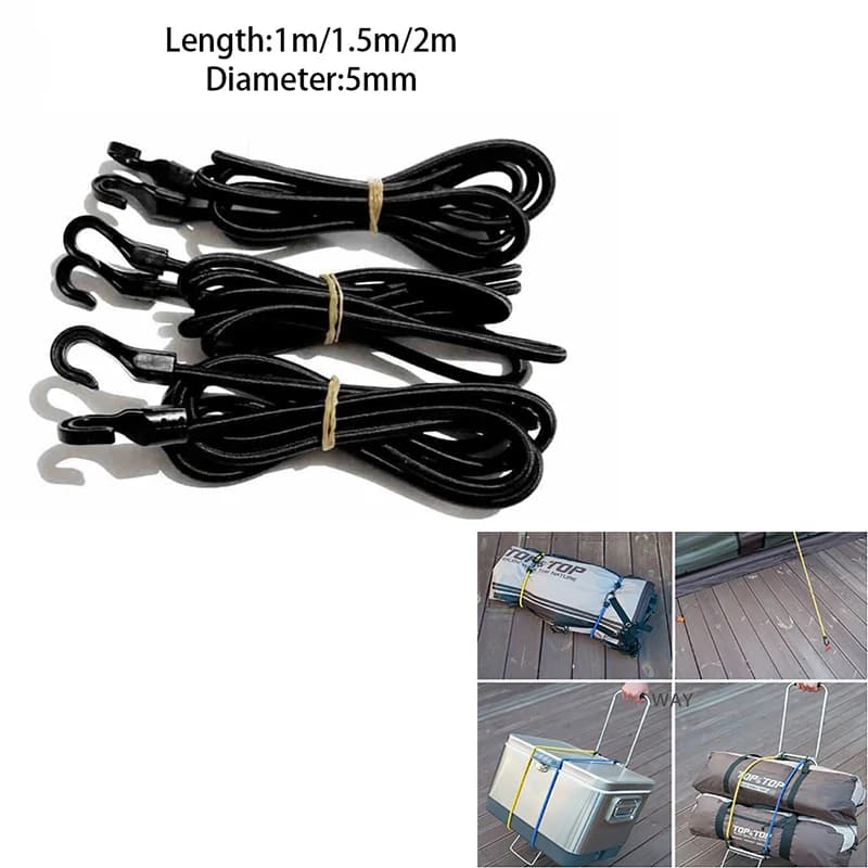 Corda elastica elastica per carichi pesanti, gancio in plastica elasticizzata, tenda per bagagli per auto, kayak, barca, canoa, bici