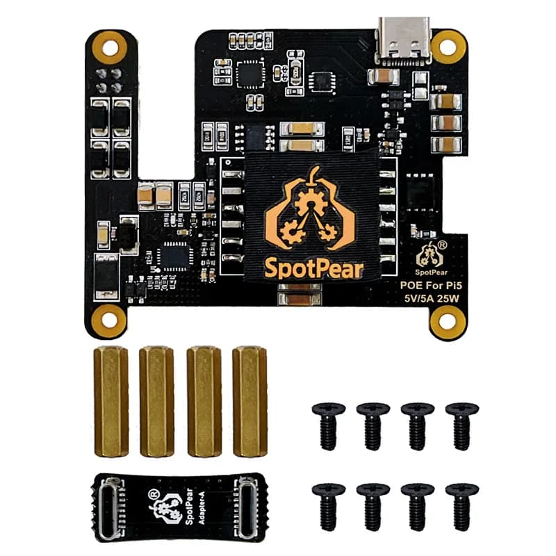 Raspberry Pi 5 POE with Triggered PD Activation, Power via Ethernet 802.3 af/at for Pi5