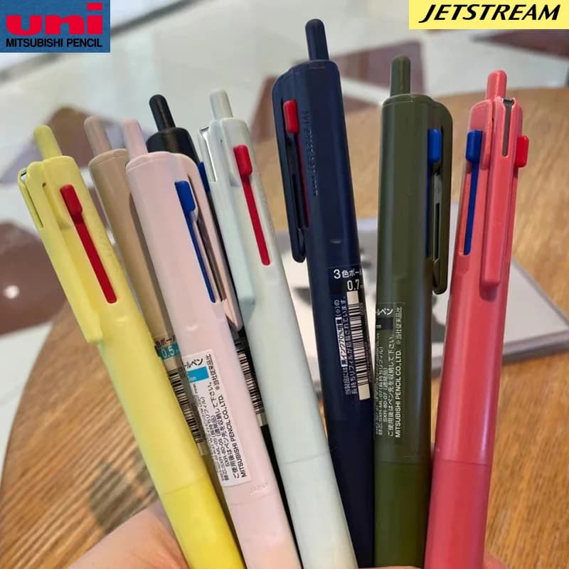 Penna a sfera multifunzione Uni Jetstream 3in1, inchiostro ad asciugatura rapida 3 colori nero/rosso/blu 0,5/0,7 mm Scrittura fluida per appunti e agenda