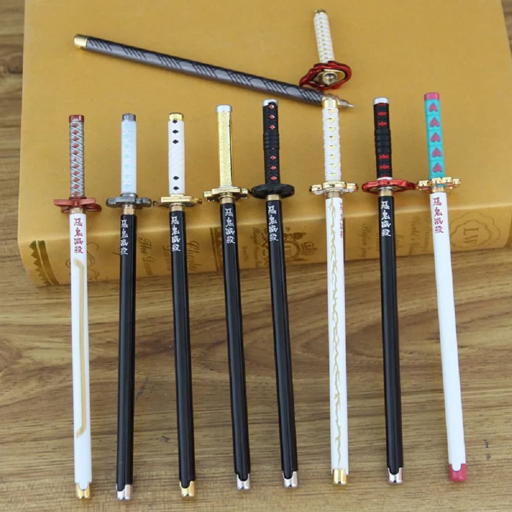 2026 Anime Demon Slayer Tanjiro Sword Model Gel Pen Black Refill Student Gift Cosplay Prop