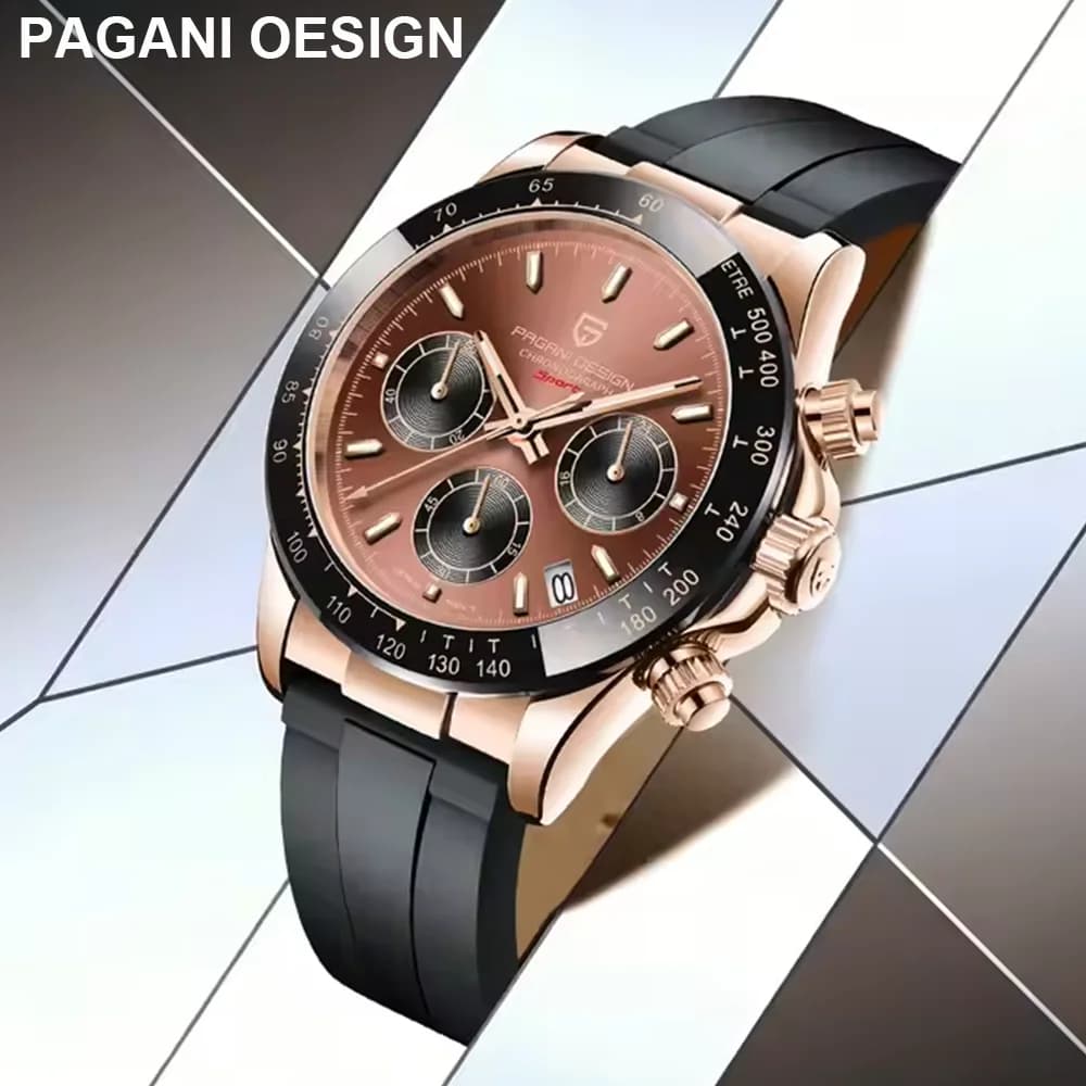 PAGANI DESIGN Elegant Dignified Men Quartz Watch Luxurious Precious Sapphire Tachymeter Calendar Luminous 100m Dive Cehronograph