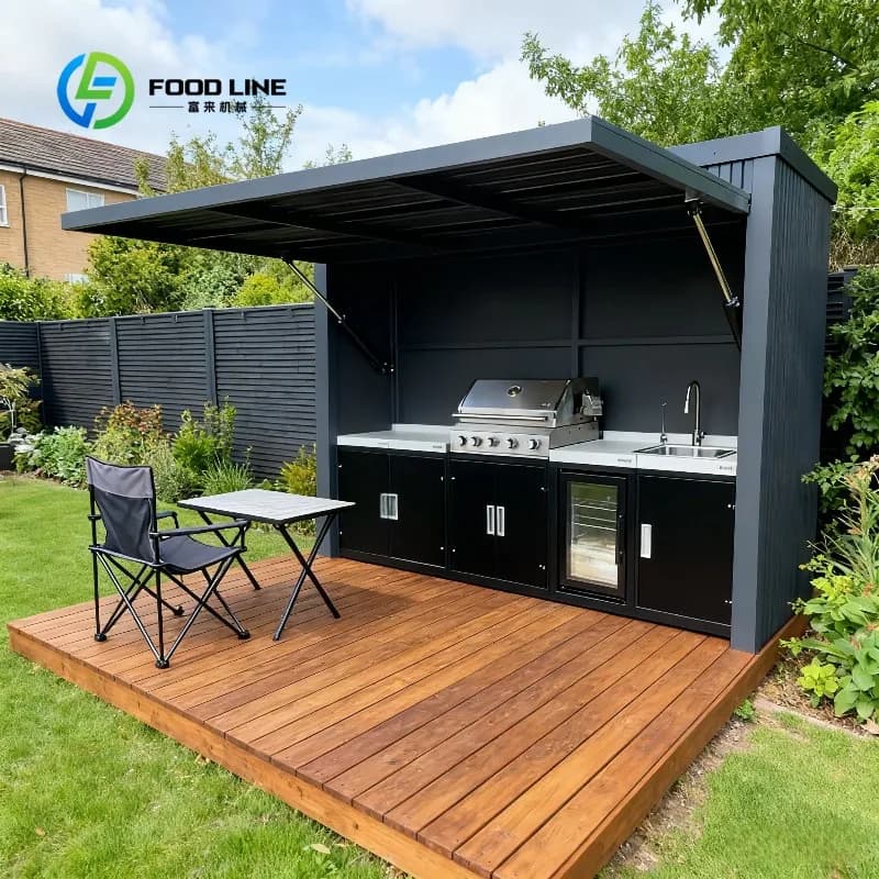 Cucina Mobile Pieghevole Personalizzata per Esterni con Fornello Integrato in Alluminio Antiruggine per Spiaggia, Campeggio, Picnic e Gite all'Aperto