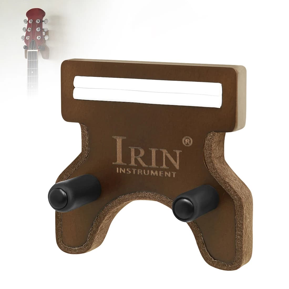 Oak Wood Guitar Wall Mount with Pick Holder, No-Drill Adhesive for Acoustic and Electric Guitar