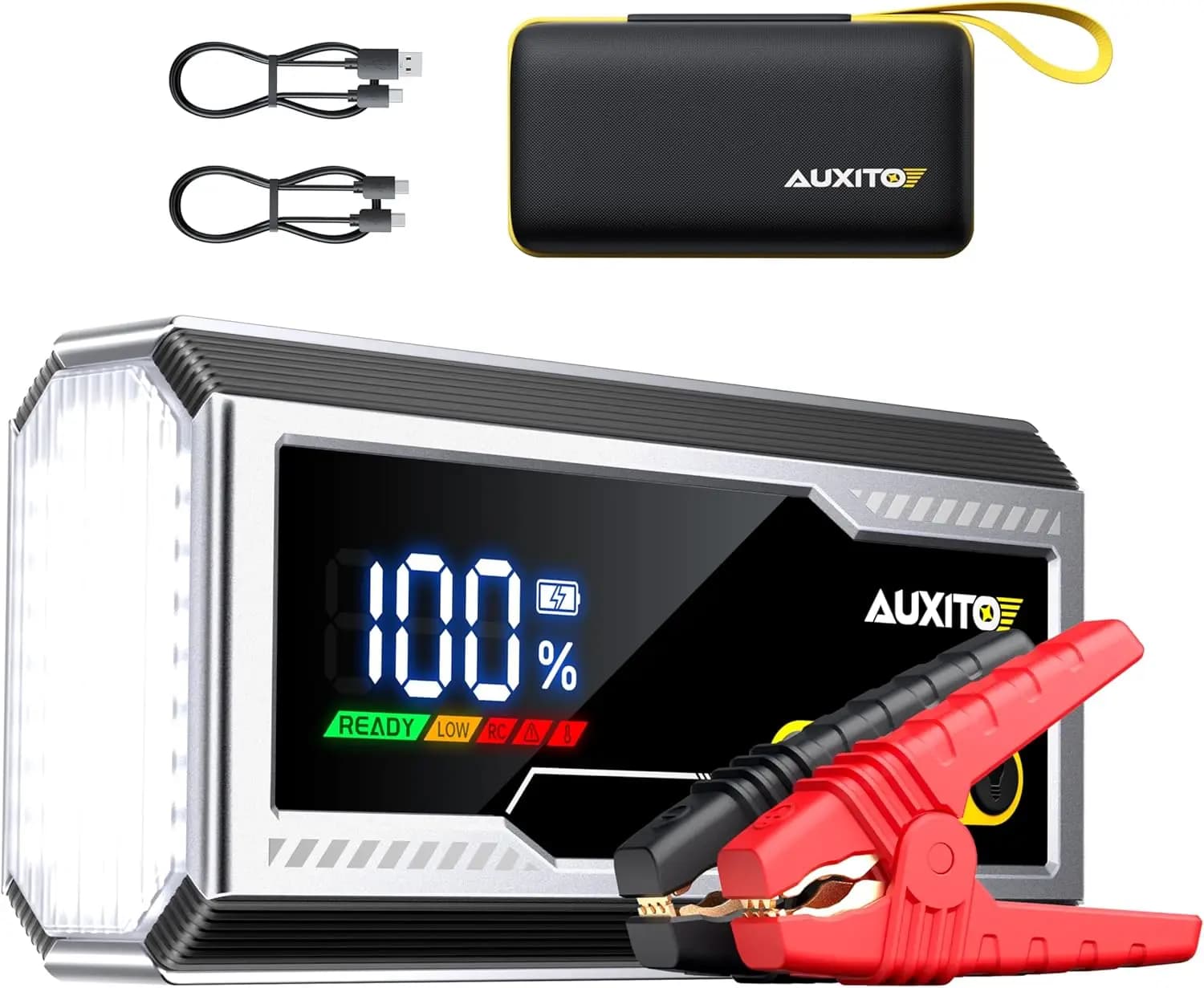 Avviatore di Emergenza 6000A per Auto, Booster Batteria Portatile 12V con Display LED e Torcia, Compatibile con Motori a Benzina e Diesel