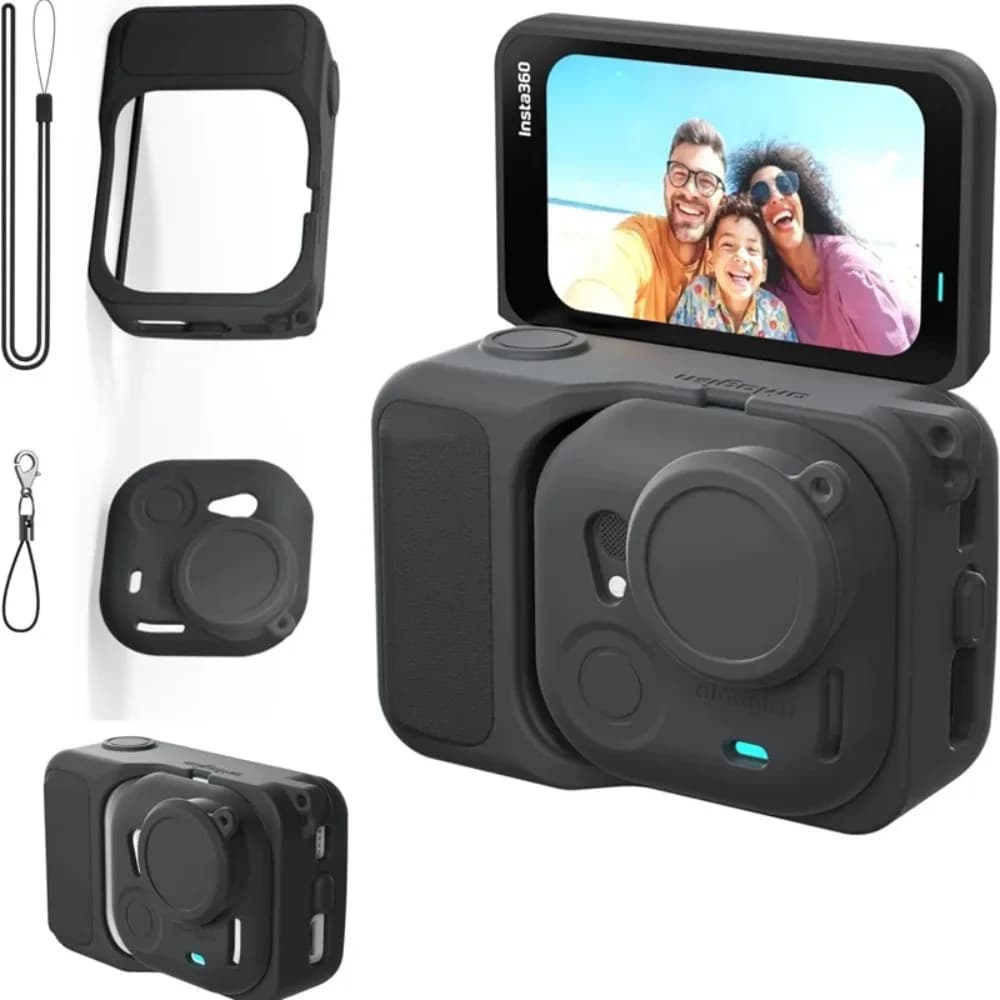 Custodia in silicone per Insta360 GO Ultra Action Camera, cover protettiva con pellicola protettiva per obiettivo integrata, accessori anti-caduta per fotocamera
