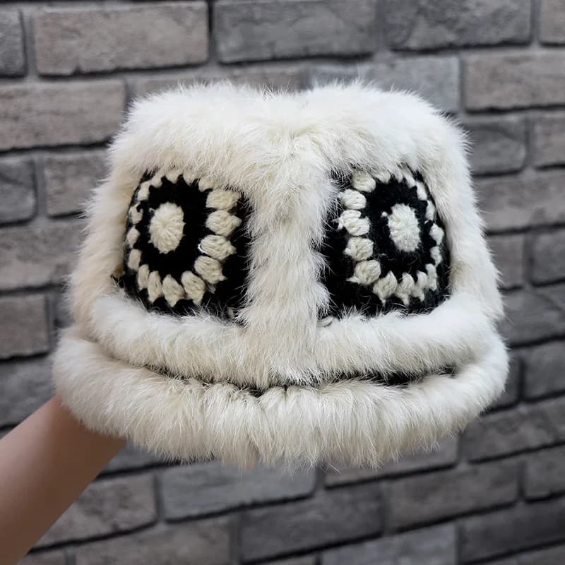 Lion Knitted Hat For Women Winter Warm Plush Tiger Head Animal Ear Cap Soft Crochet Beanie Cute Outdoor Festival Costume