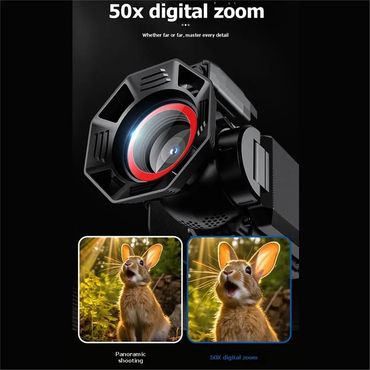 Videocamera Digitale WiFi A41T 4K con Zoom 50X, 53MP, Telescopio alla Moda per Fotografia con Filtro Integrato