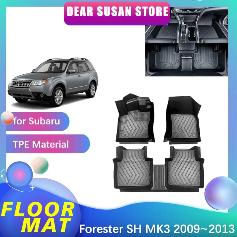Car mat for Subaru Forester SH MK3 2009 ~ 2013 2010 2011 2012 foot tray TPE lining inside waterproof carpet cover custom carpet accessories
