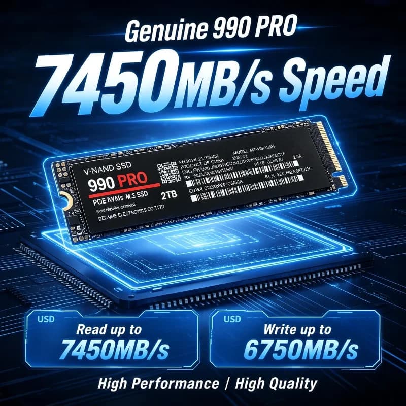 New 990 PRO NVMe M.2 2280 SSD 512GB‑4TB PCIe Gen4, Up to 7450MB/s SSD, Compatible with PS5, Laptop Desktop Gaming Storage