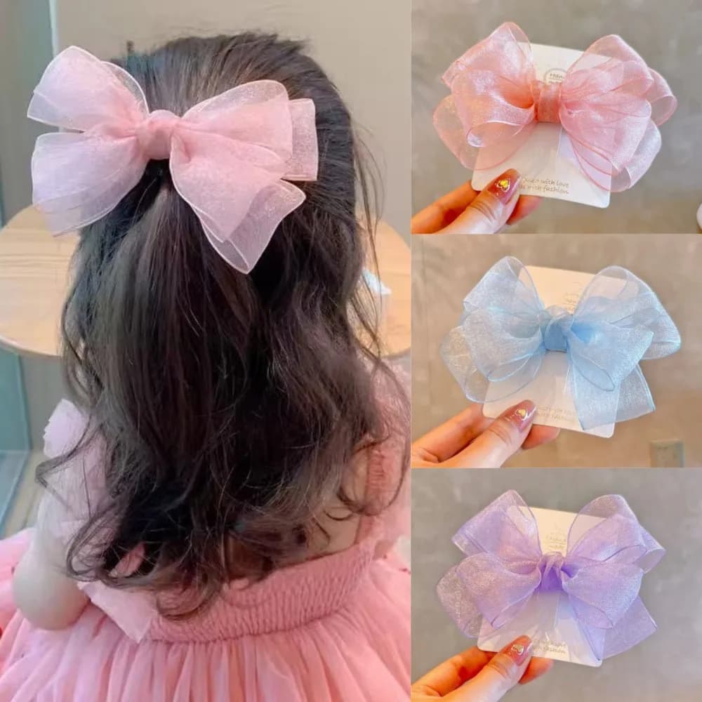 Coreano Maglia Garza Arco Forcine per bambini Fata Principessa Ragazza Testa posteriore Fermagli per capelli Clip superiori Clip laterale Copricapo per bambini Accessori Bair