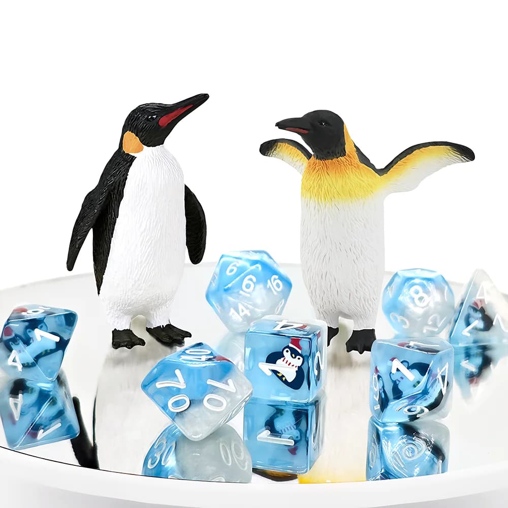 DND Penguin Resin Dice Set 7Pcs Polyhedral Dice for Dungeons and Dragons DND Dice RPG