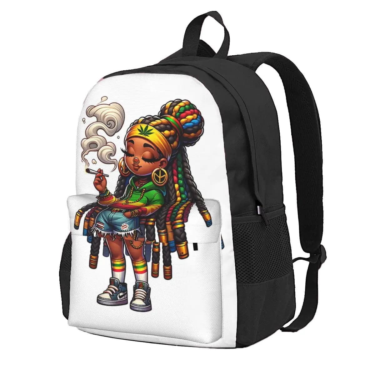 Jamaican Stoner Girl - Zaino da studente Rasta Reggae Vibes, borsa da scuola, zaino da viaggio per escursioni, per uomo e donna, borsa a tracolla