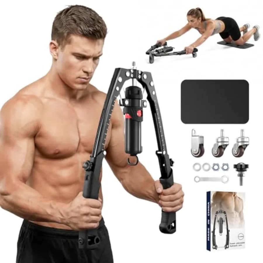 Attrezzo per Allenamento Braccia Twister 3-in-1 Idraulico con Ruota Addominale Regolabile 22-440 libbre per Uomini e Donne
