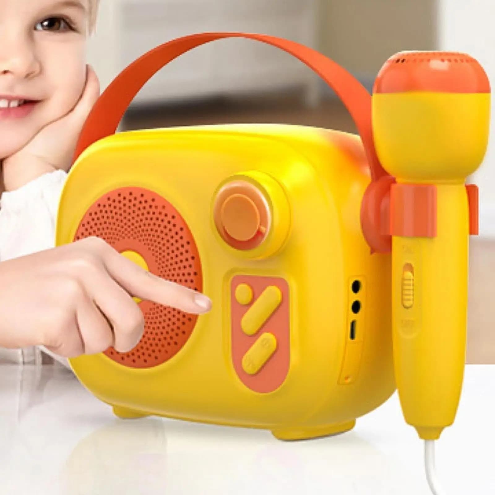 Altoparlante e microfono portatili per bambini Giocattolo musicale in ABS Macchina per karaoke Giocattolo sonoro per bambini per uso domestico