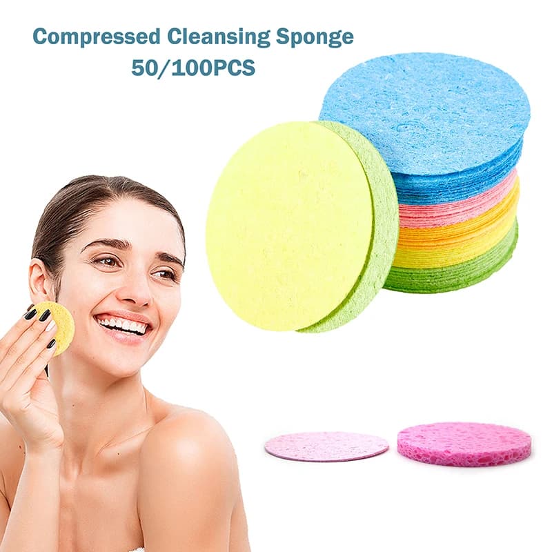 50/100 pz compressa cellulosa naturale spugna detergente per il viso rimozione del trucco cotone spazzola per il lavaggio del viso strumenti per la cura della pelle