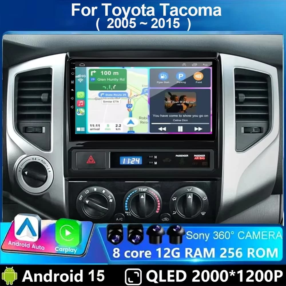 Autoradio Android 15 WIFI da 9 Pollici per Toyota Tacoma 2 Hilux 2005-2015, Lettore Multimediale con Carplay Wireless, Android Auto, Stereo GPS DSP