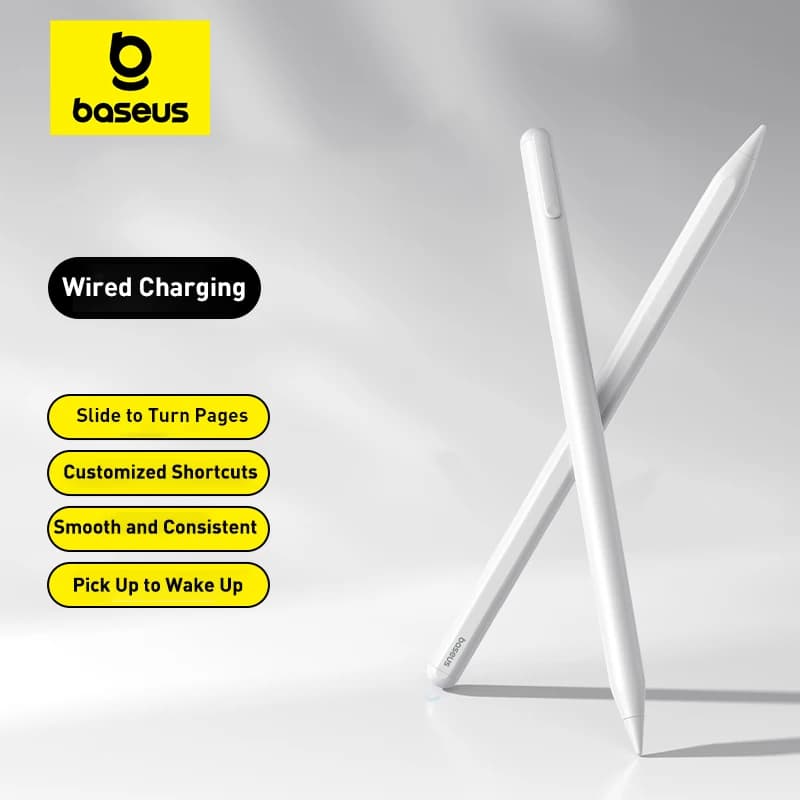 Penna stilo Bluetooth Baseus 360 ° Funzionamento touch Ricarica cablata Schiacciate personalizzabili Pagina diapositiva per girare per iPad Pro iPad Air