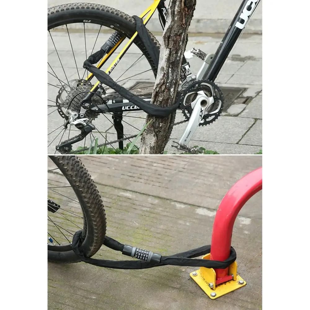 Lucchetto a Catena Combinato Portatile in ABS a 5 Cifre, Antifurto di Sicurezza, Lucchetto in Acciaio per Biciclette