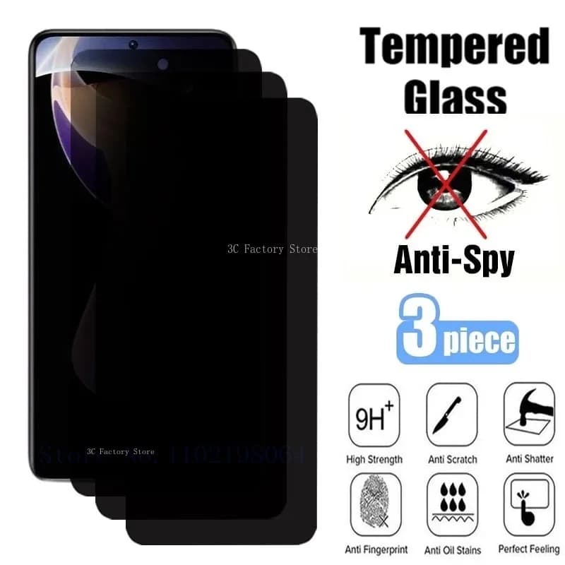 3 pezzi protezione dello schermo privacy per Xiaomi Redmi Note 13 11 10 Pro 12 9 8 10C 10A 9T 9C NFC 7 10s 11s 12s vetro temperato antispia