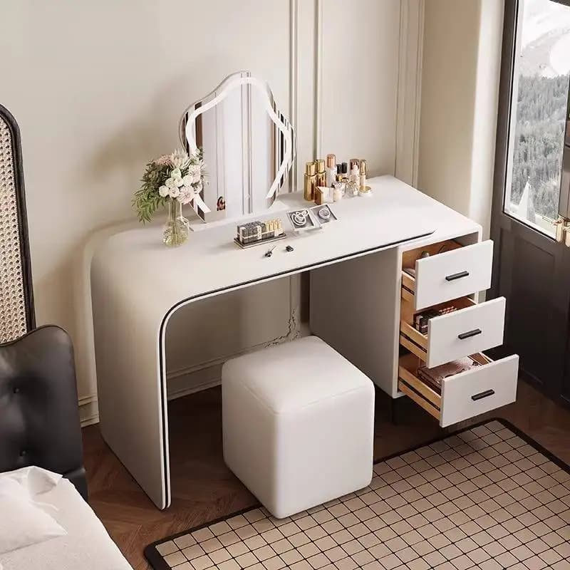 Big Stool Vanity Desk Luxury Girl Apartment Jewelry White Makeup Vanity Desk Mirror Bathroom Modern Tocador Maquillaje Furniture
