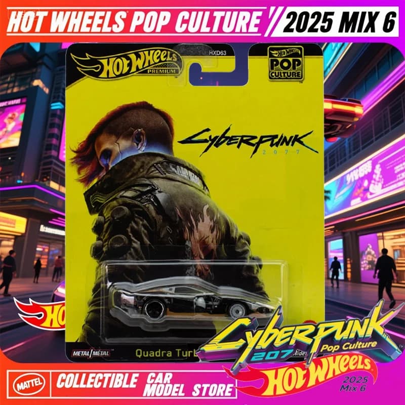 Mattel Hot Wheels Pop Culture Cyberpunk 2077 Snoopy Batman 2025 Mix 6 (Custodia M) Veicolo 1/64 Auto in metallo pressofuso